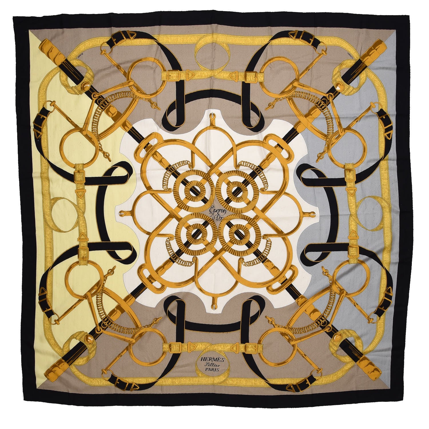 Hermes Cashmere Silk Eperon D'Or Shawl 140 1 of 8