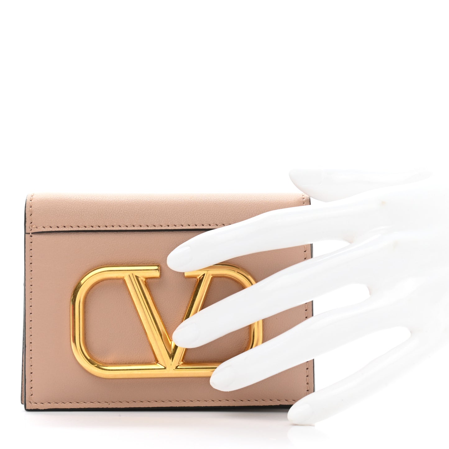 Calfskin Vlogo French Flap Wallet Rose Cannelle