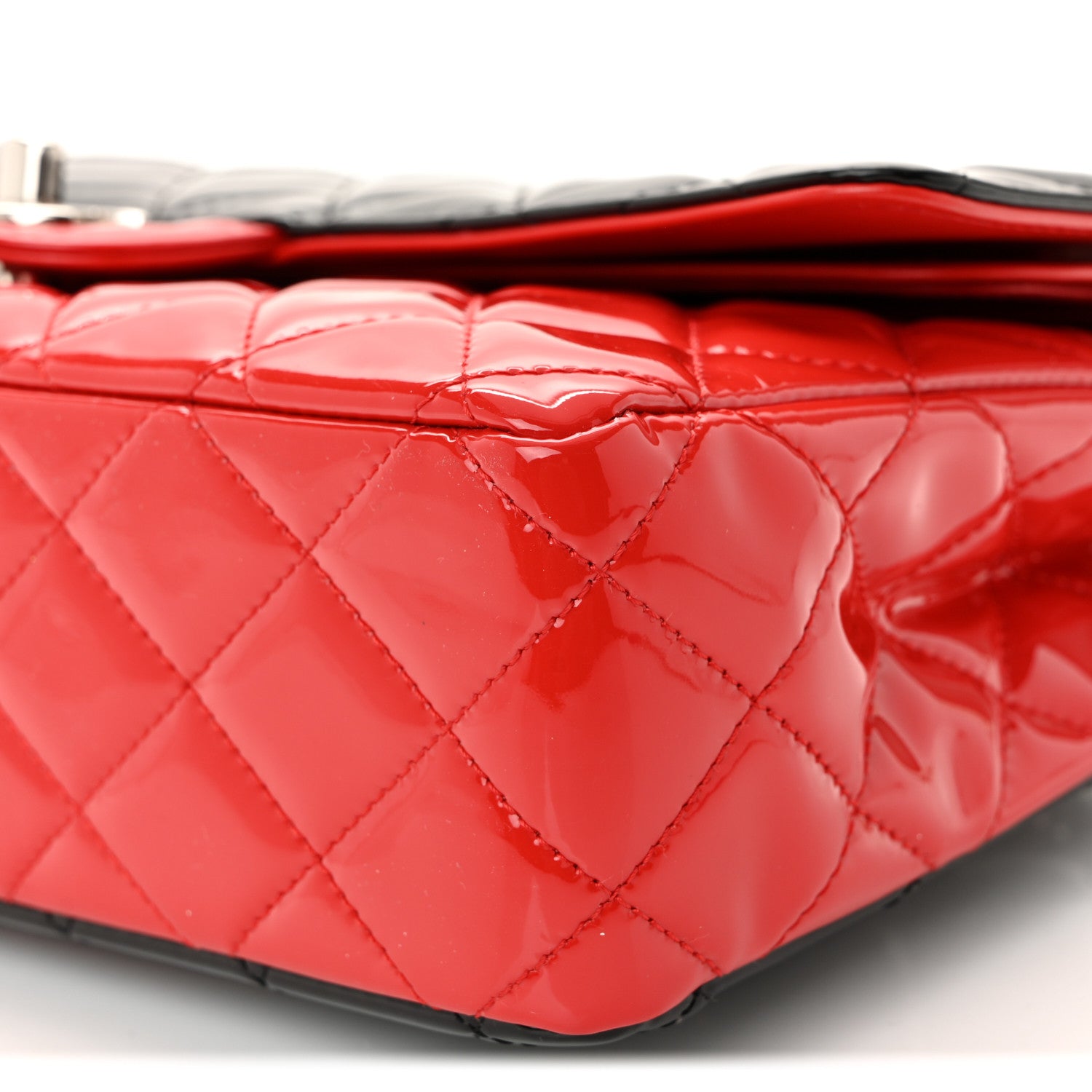 Chanel Patent Calfskin Quilted Bi-Color Medium Double Flap Black Red 10 of 10