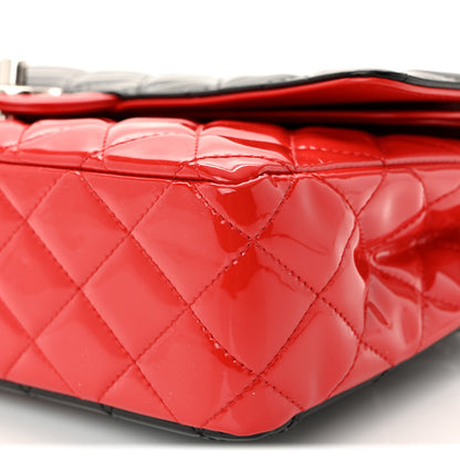 Chanel Patent Calfskin Quilted Bi-Color Medium Double Flap Black Red 10 of 10