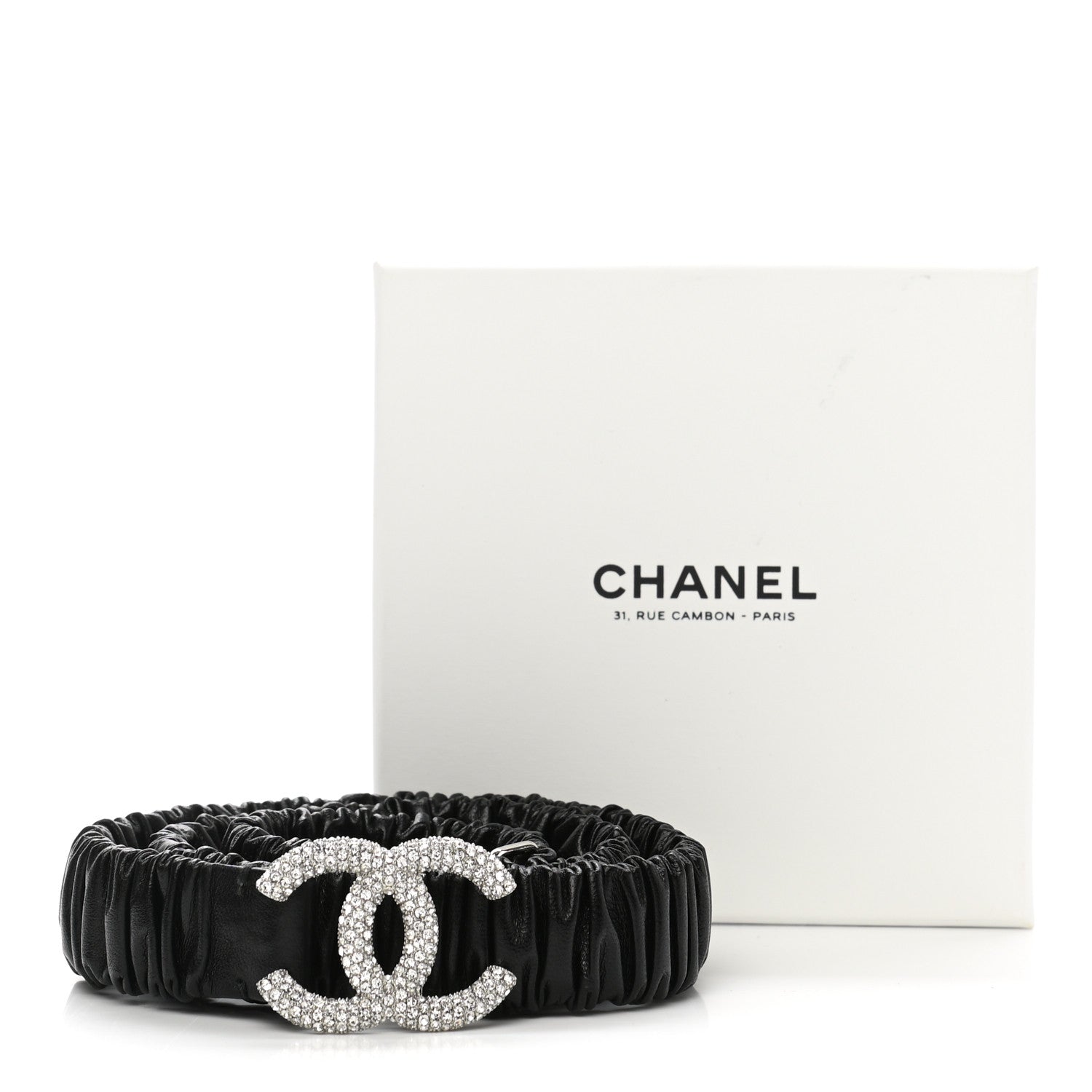 Chanel Calfskin Crystal CC Belt 75 30 Black 4 of 4