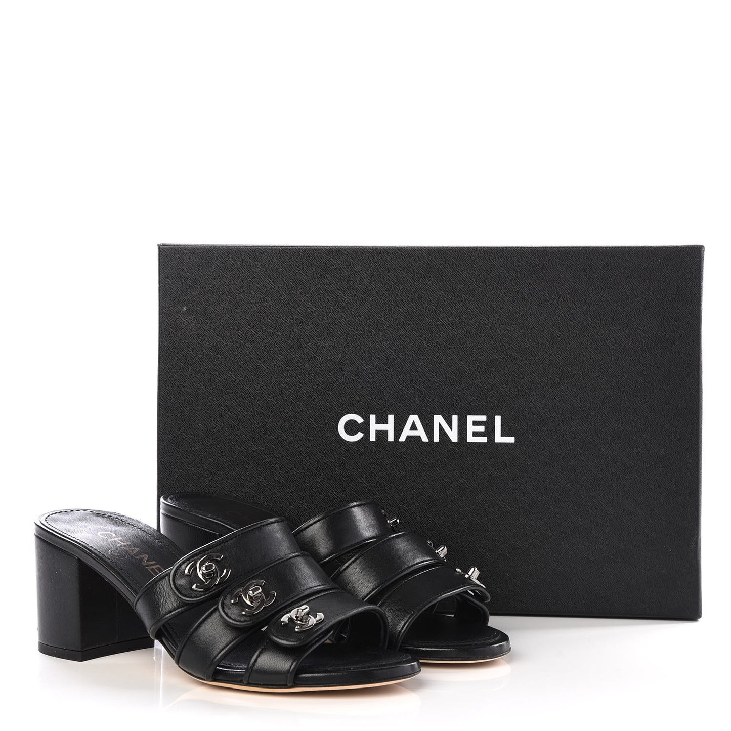 Lambskin CC Turnlock Sandals 36 Black