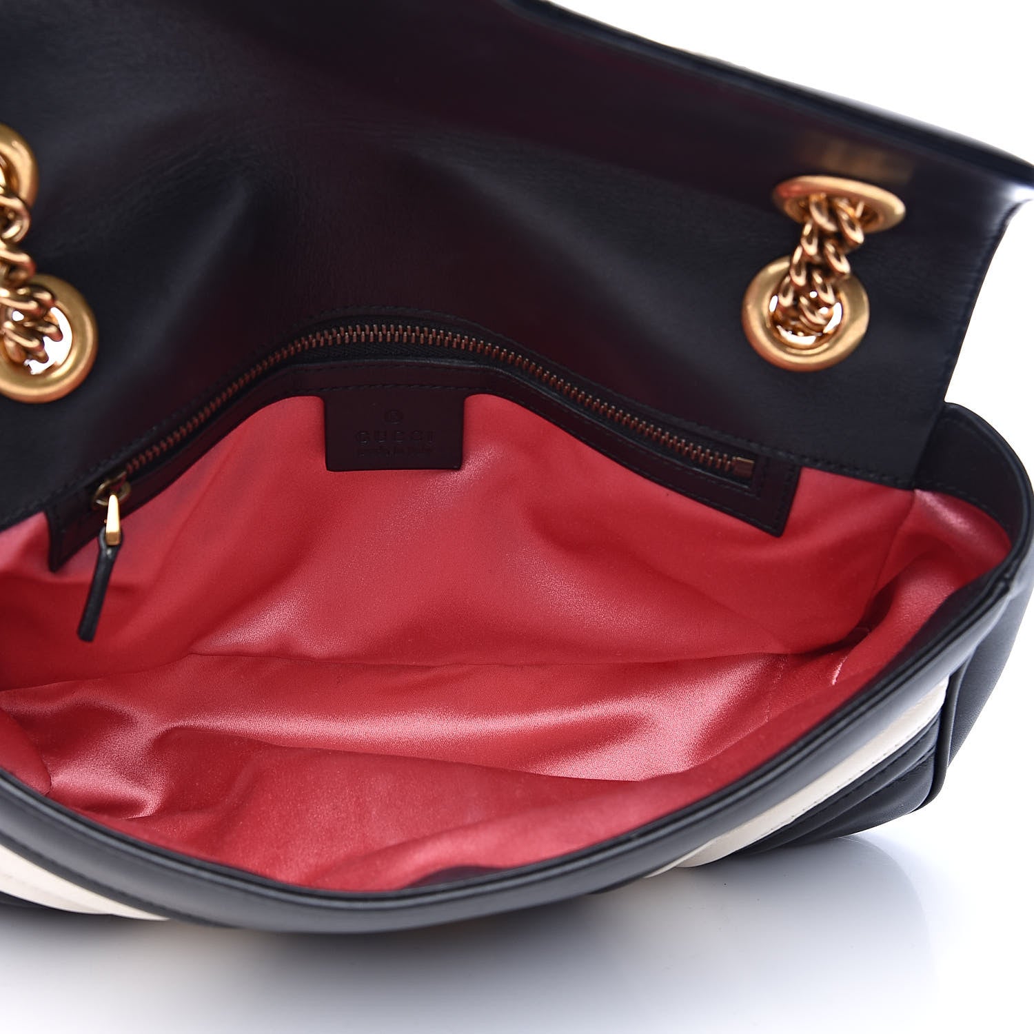 Gucci Calfskin Matelasse Small GG Marmont Shoulder Bag Black White 5 of 15