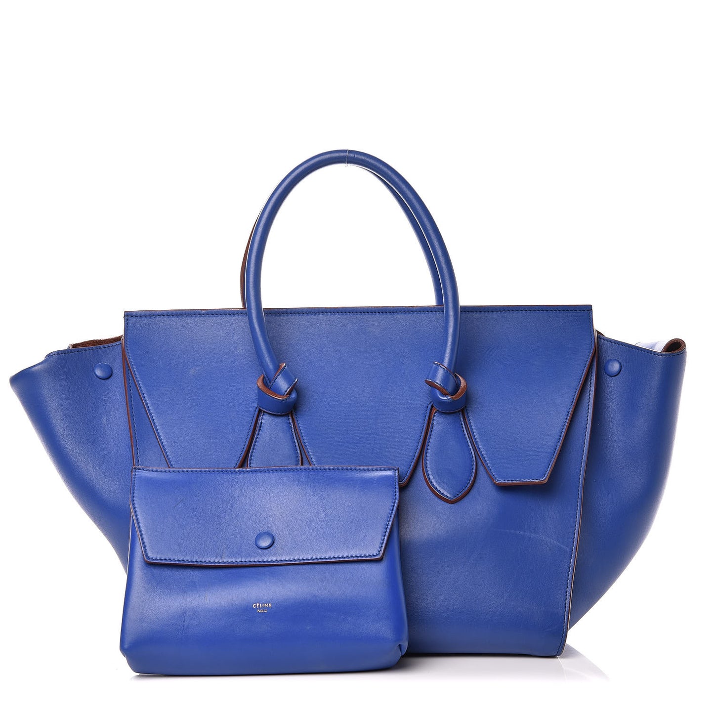 Smooth Calfskin Small Tie Knot Tote Indigo