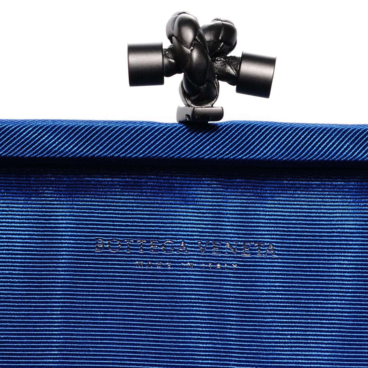 Silk Faille Intrecciato Knot Clutch Blue