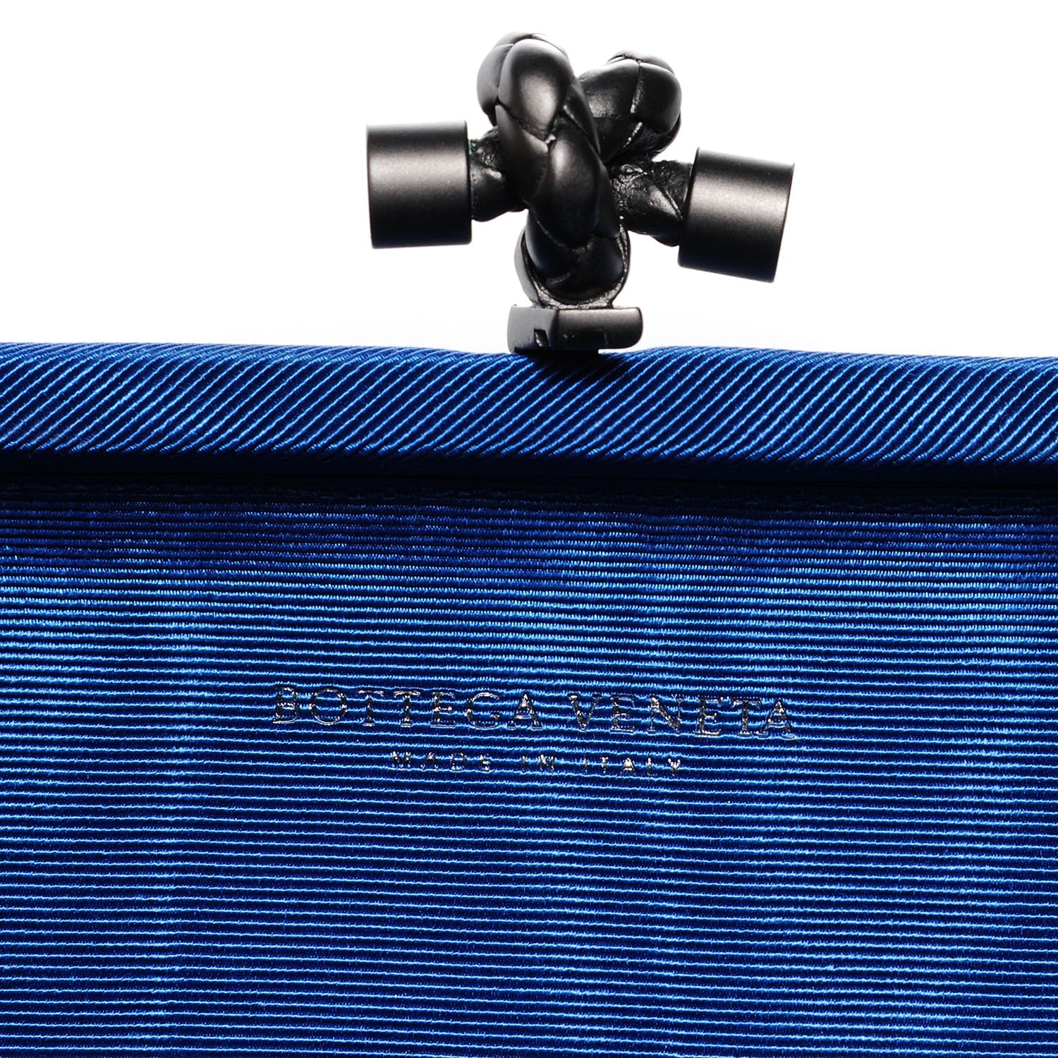 Bottega Veneta Silk Faille Intrecciato Knot Clutch Blue 6 of 7