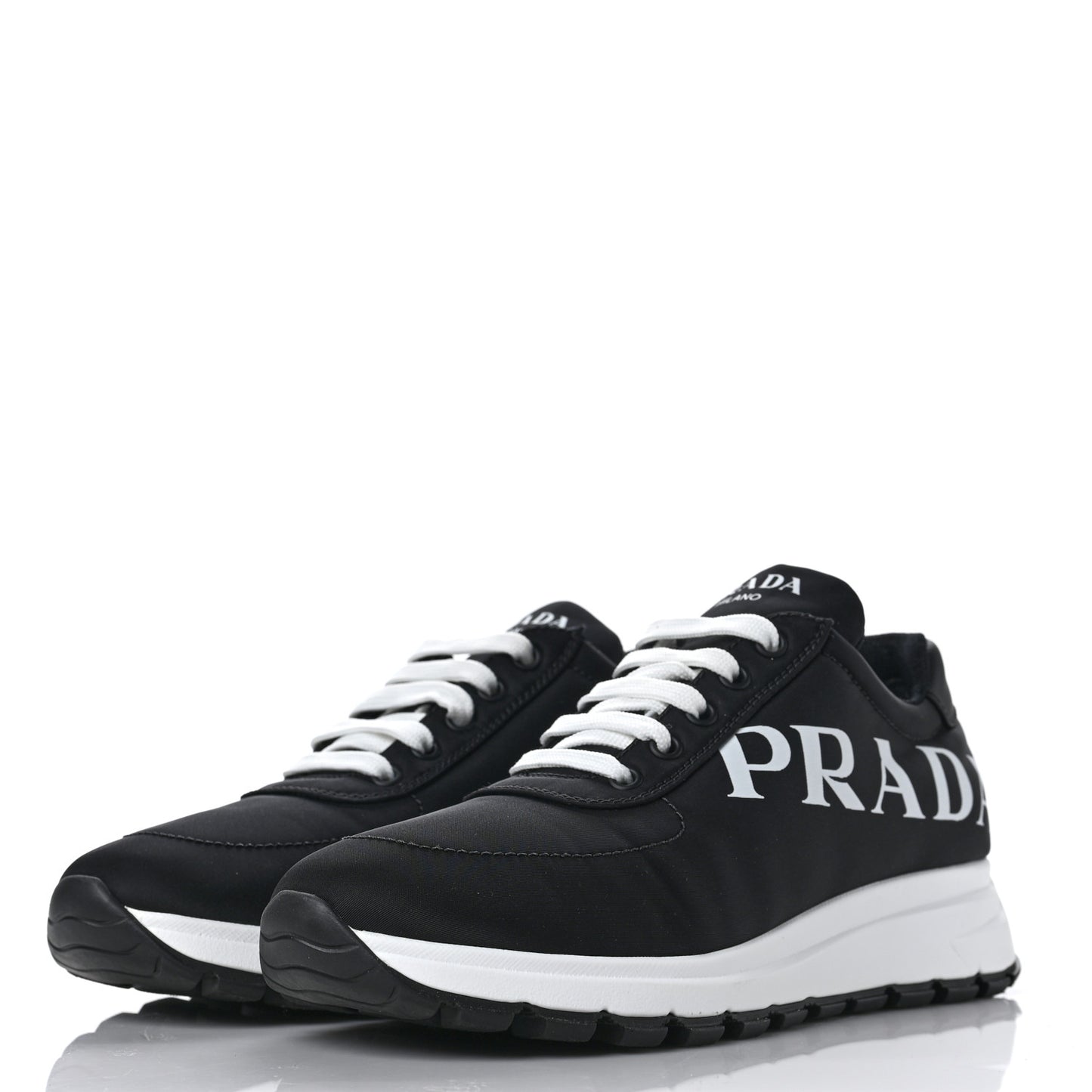Nylon Gabardine Logo Sneakers 39 Black White