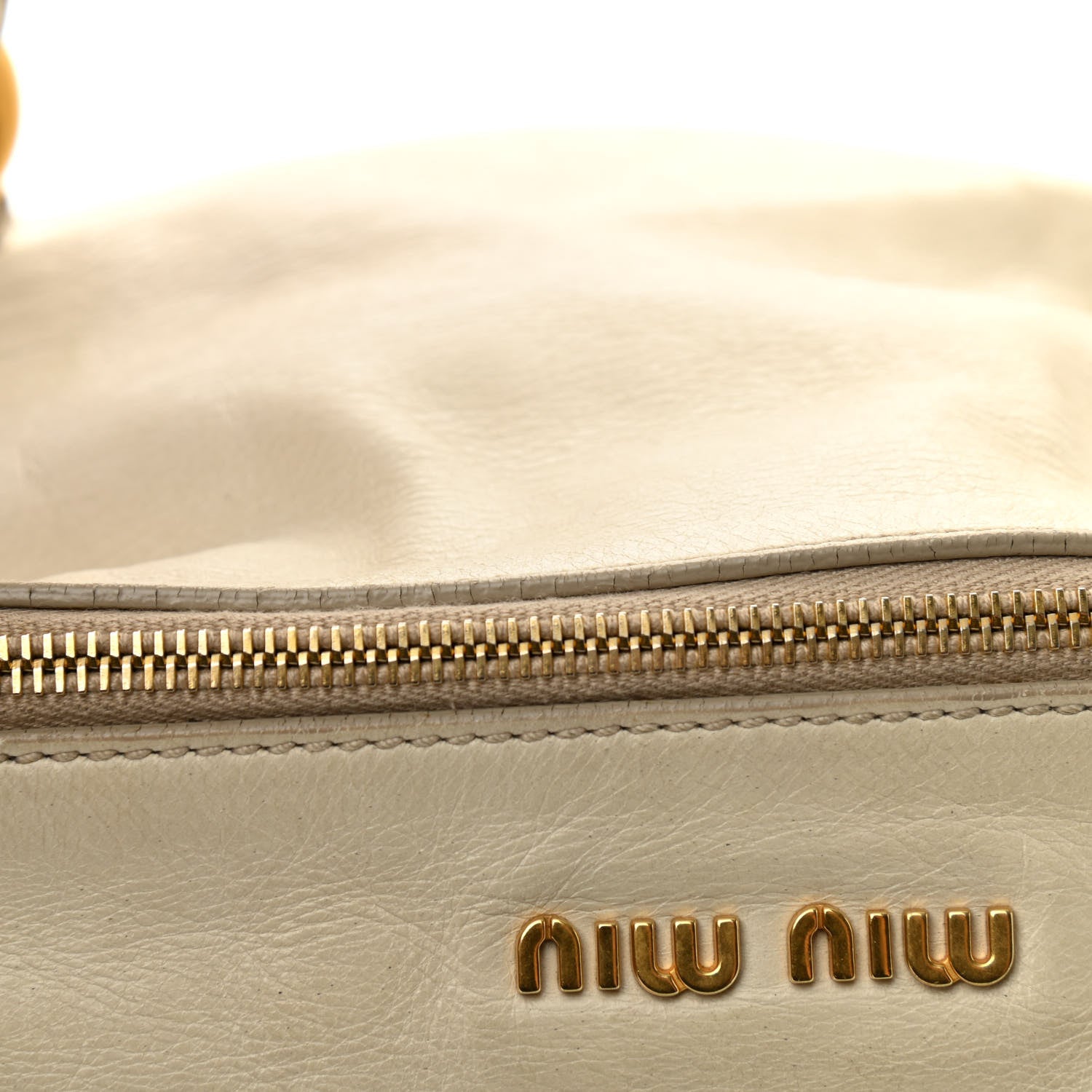 Miu Miu Vitello Lux Medium Bow Bag Talco 10 of 15