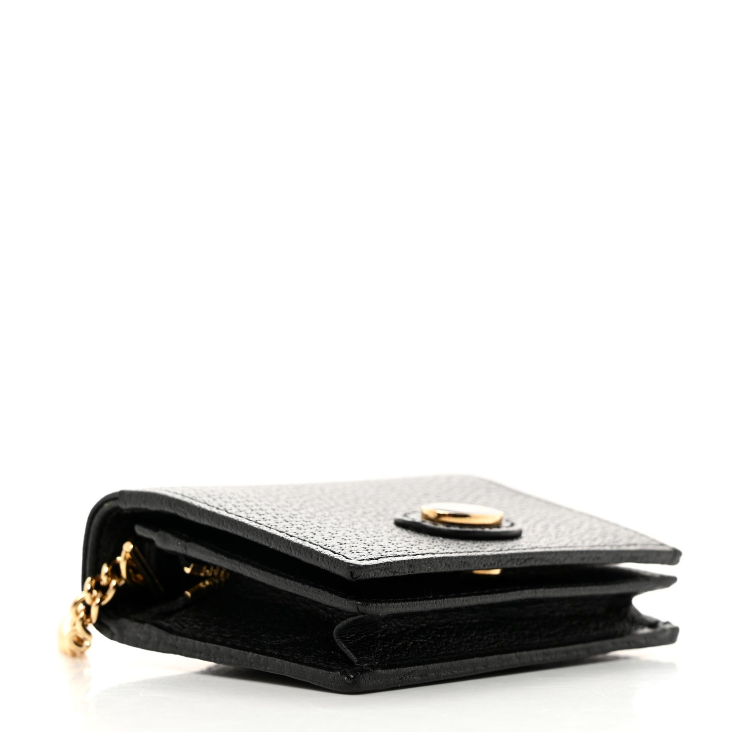 Textured Calfskin Enamel GG Hardcase Lipstick Holder Chain Wallet Black