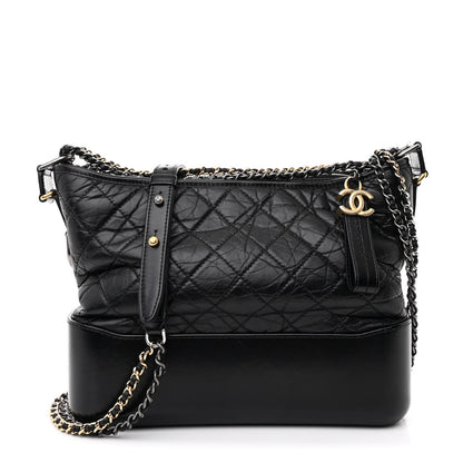Chanel Aged Calfskin Quilted Medium Gabrielle Hobo Black 1 of 9