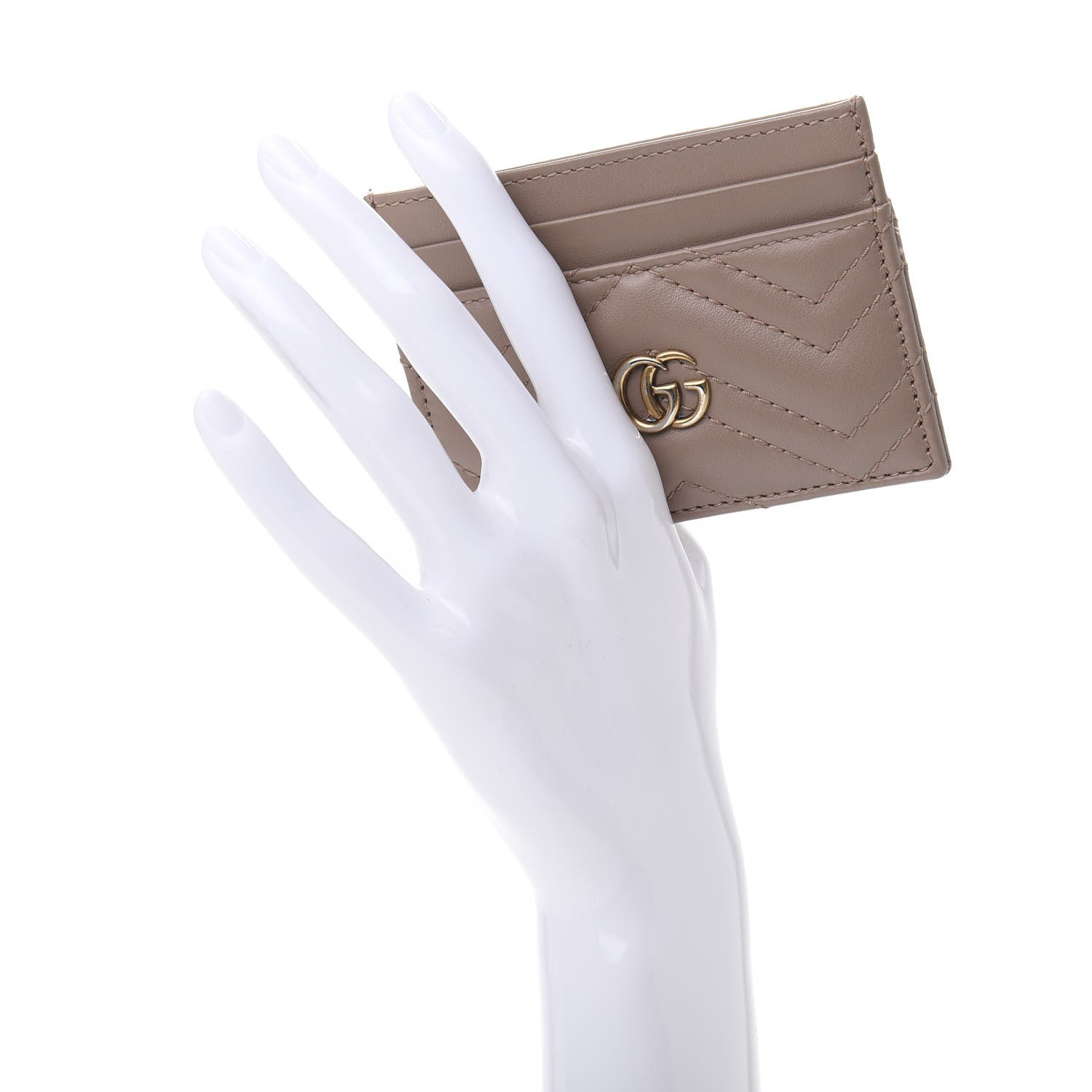 Gucci Calfskin Matelasse GG Marmont Card Holder Porcelain Rose 2 of 8