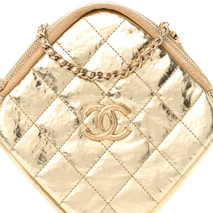 Chanel Hammered Metallic Calfskin Quilted Diamond Bag Gold 8 of 11