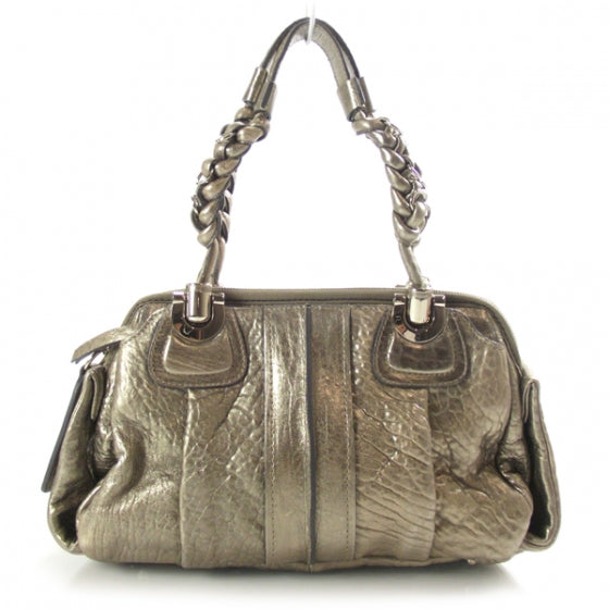 Leather Heloise Small Satchel Metallic