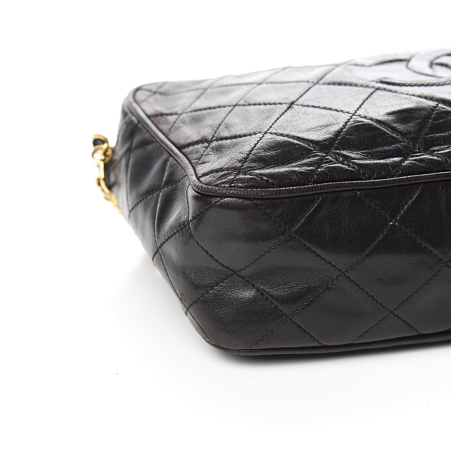 Lambskin Quilted CC Tassel Camera Case Black