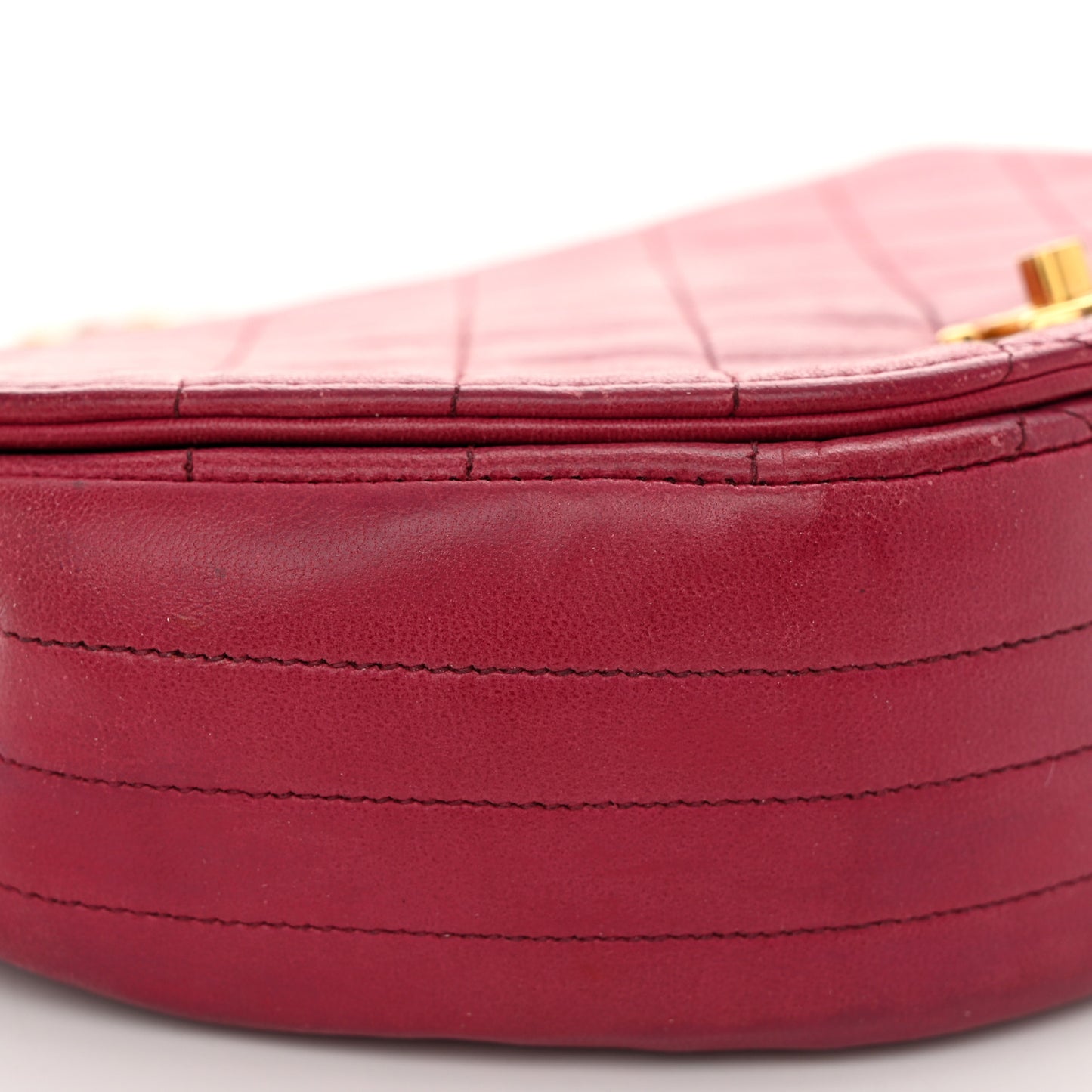 Lambskin Quilted Small Half Moon Flap Dark Pink