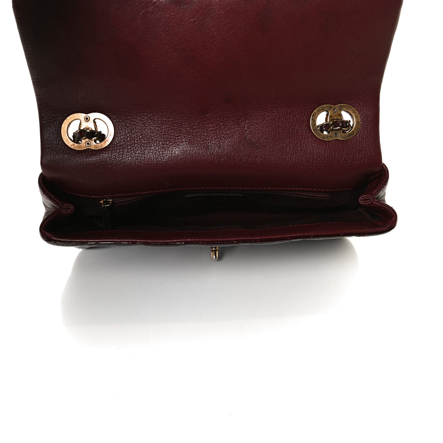 Chanel Patent Goatskin Quilted Medium CC Eyelet Flap Burgundy 5 of 16