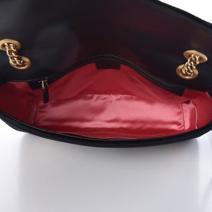 Gucci Velvet Matelasse Loved Embroidered Medium GG Marmont Shoulder Bag Black 7 of 9
