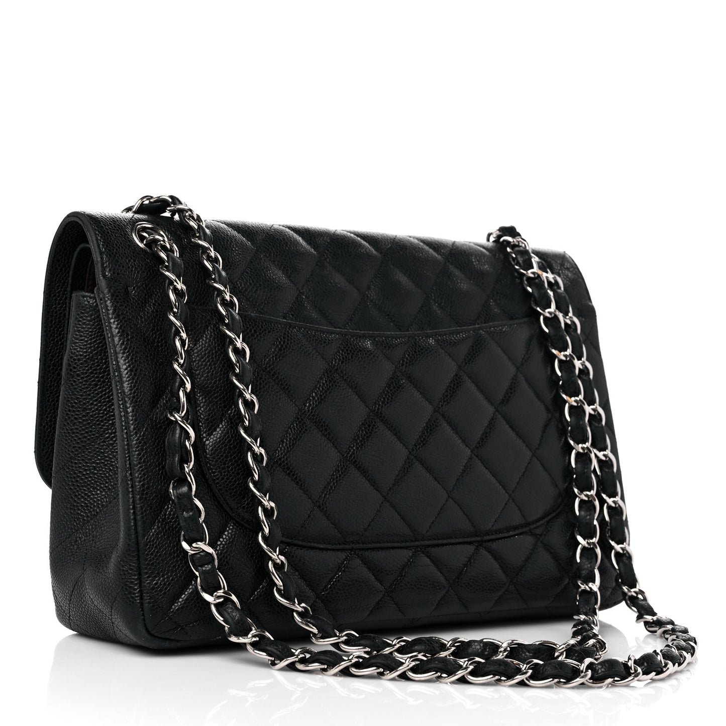 Caviar Quilted Jumbo Double Flap Black