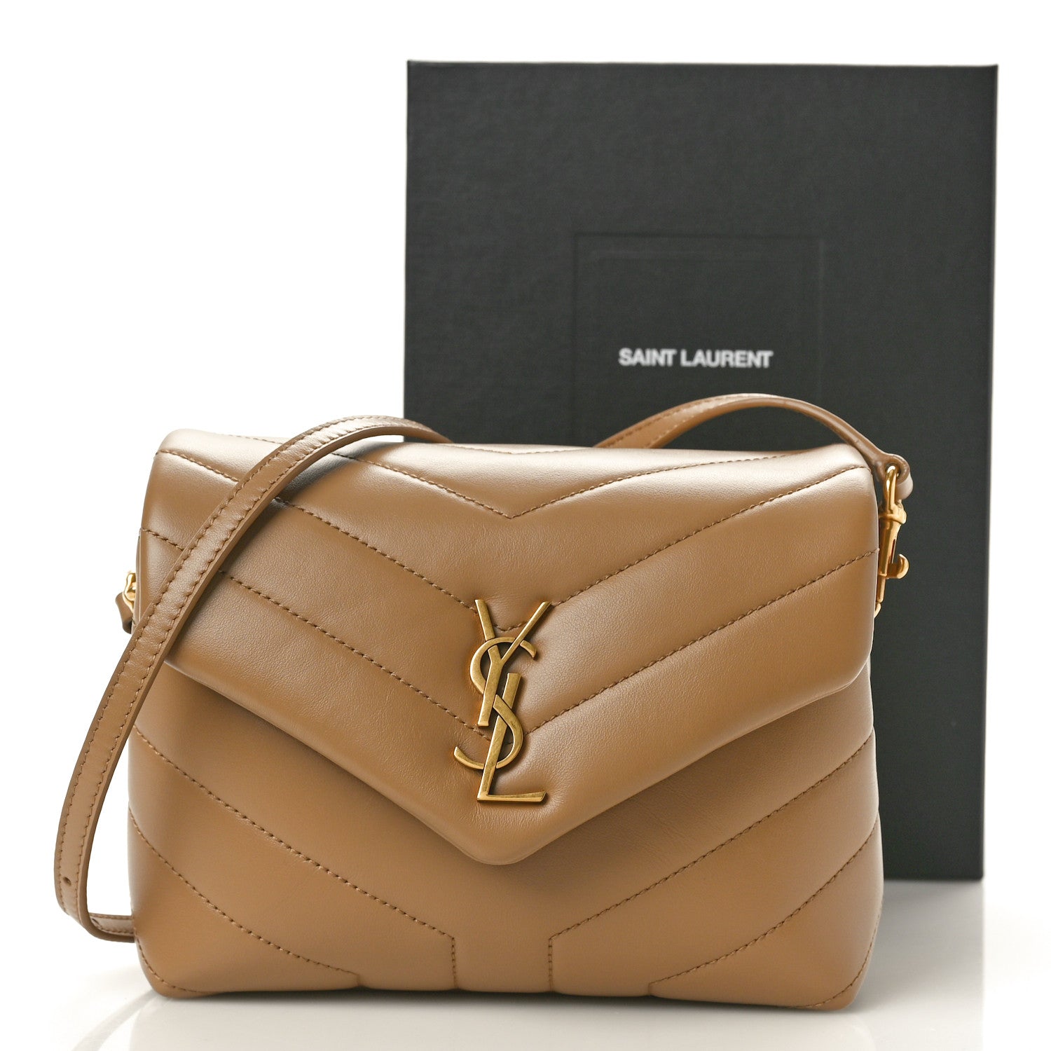 Saint Laurent Calfskin Y Quilted Monogram Toy Loulou Crossbody Bag Natural Tan 11 of 11