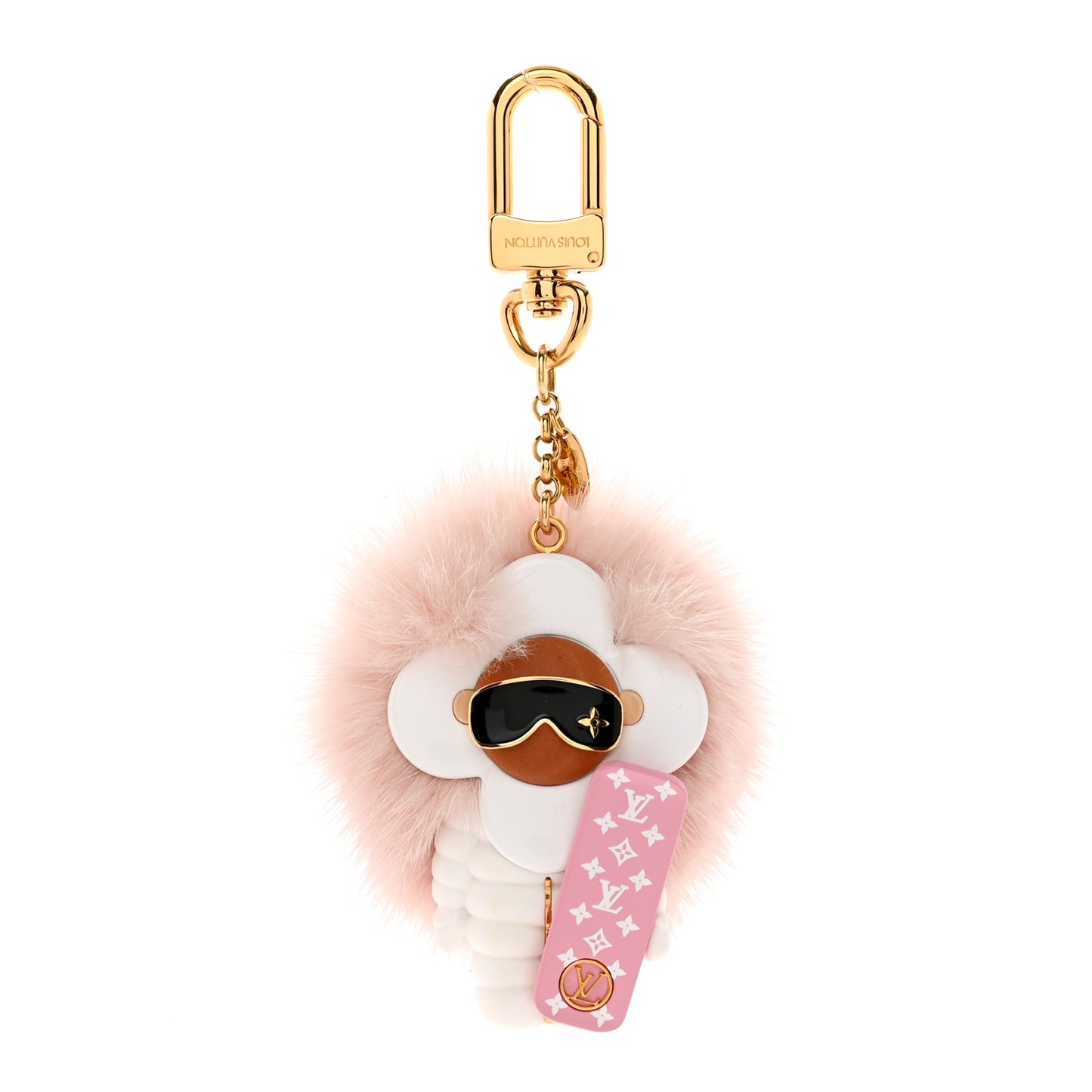 Resin Wood Mink Fur Vivienne Snowboard Bag Charm Key Holder