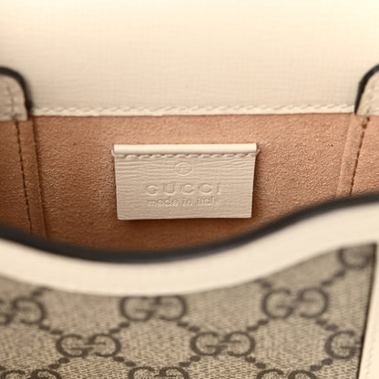 Gucci GG Supreme Monogram Azalea Calfskin Mini Horsebit 1955 Crossbody Bag Beige Ebony Mystic White 6 of 15