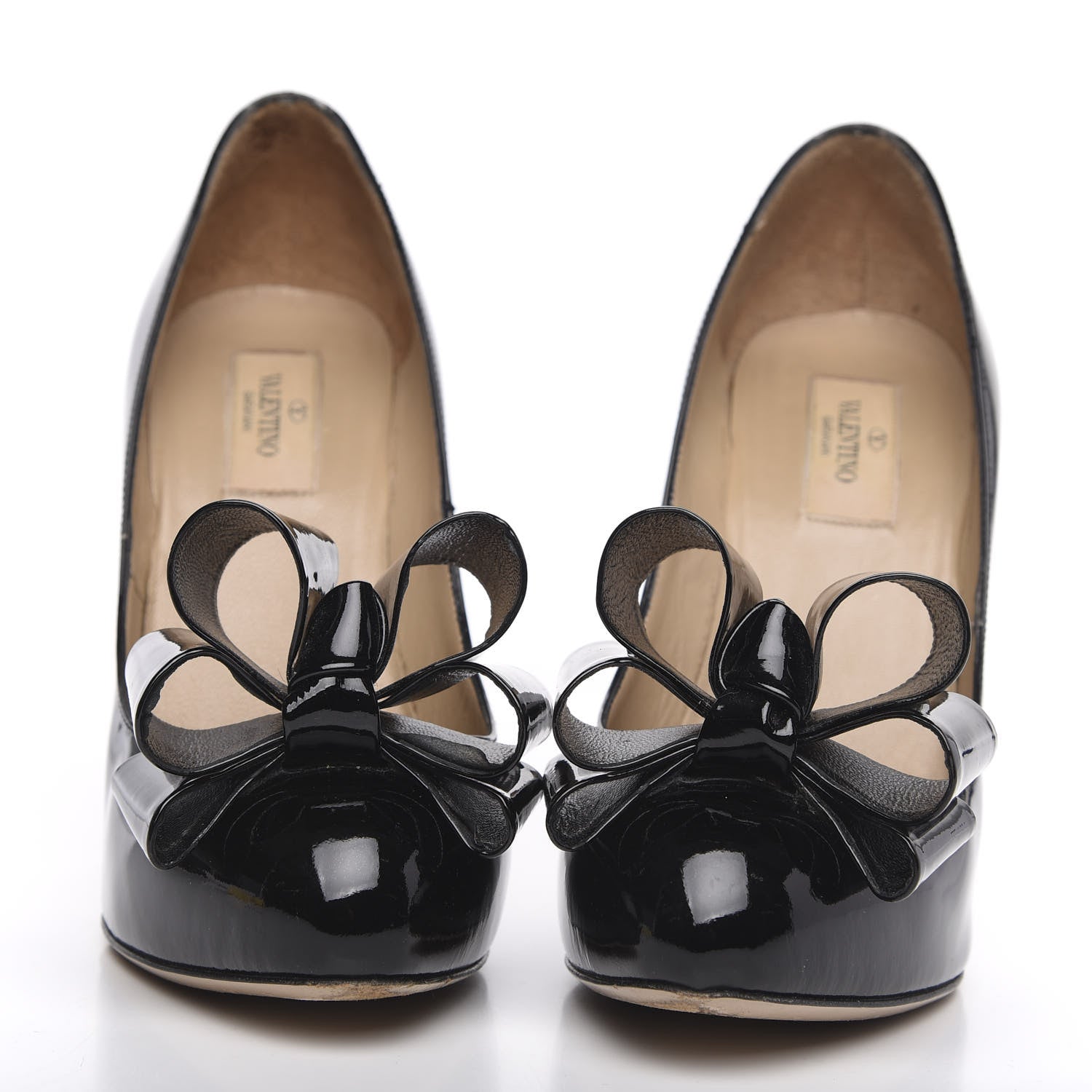 Valentino Garavani Patent Bow Hidden Platform High Heel Pumps 37.5 Black 2 of 12