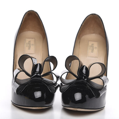 Valentino Garavani Patent Bow Hidden Platform High Heel Pumps 37.5 Black 2 of 12