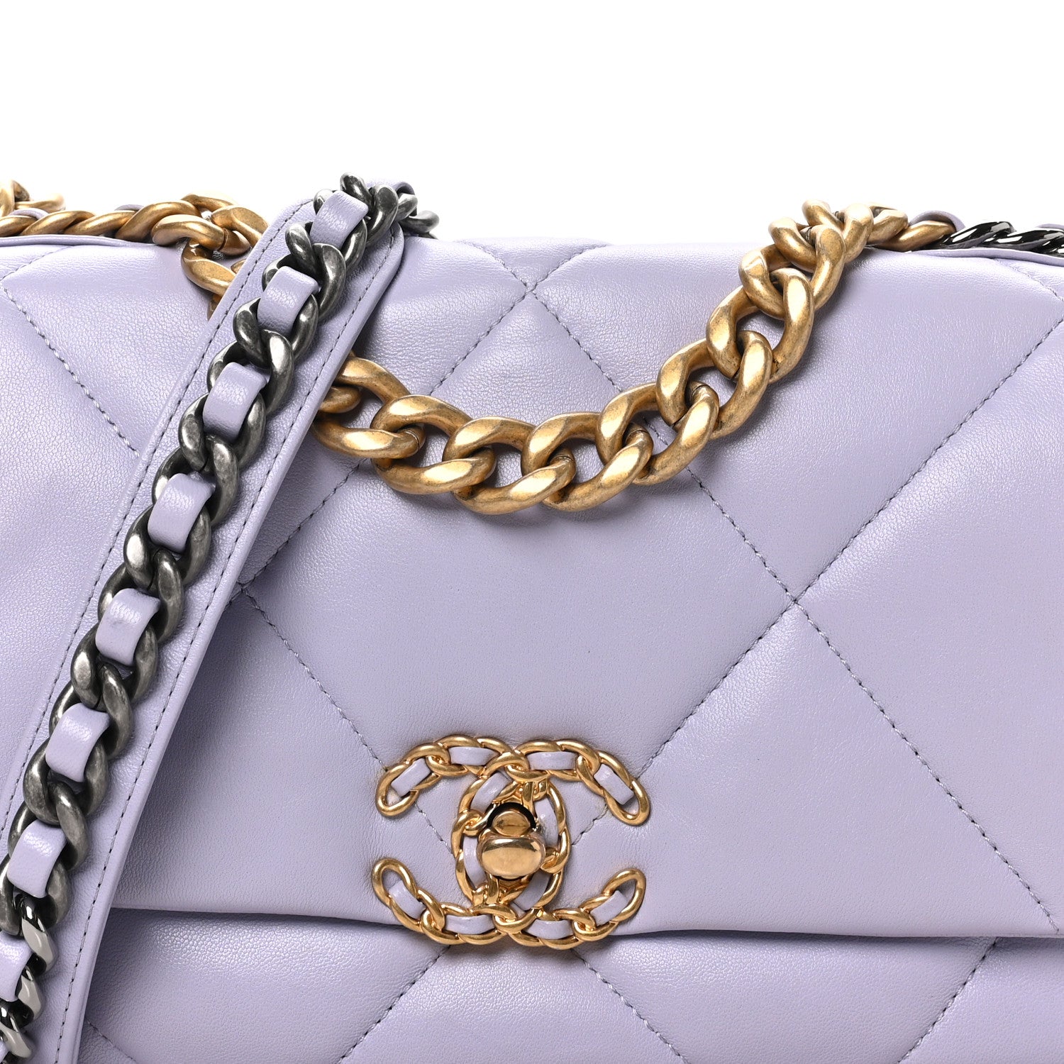 Chanel Lambskin Quilted Medium Chanel 19 Flap Light Purple 7 of 9
