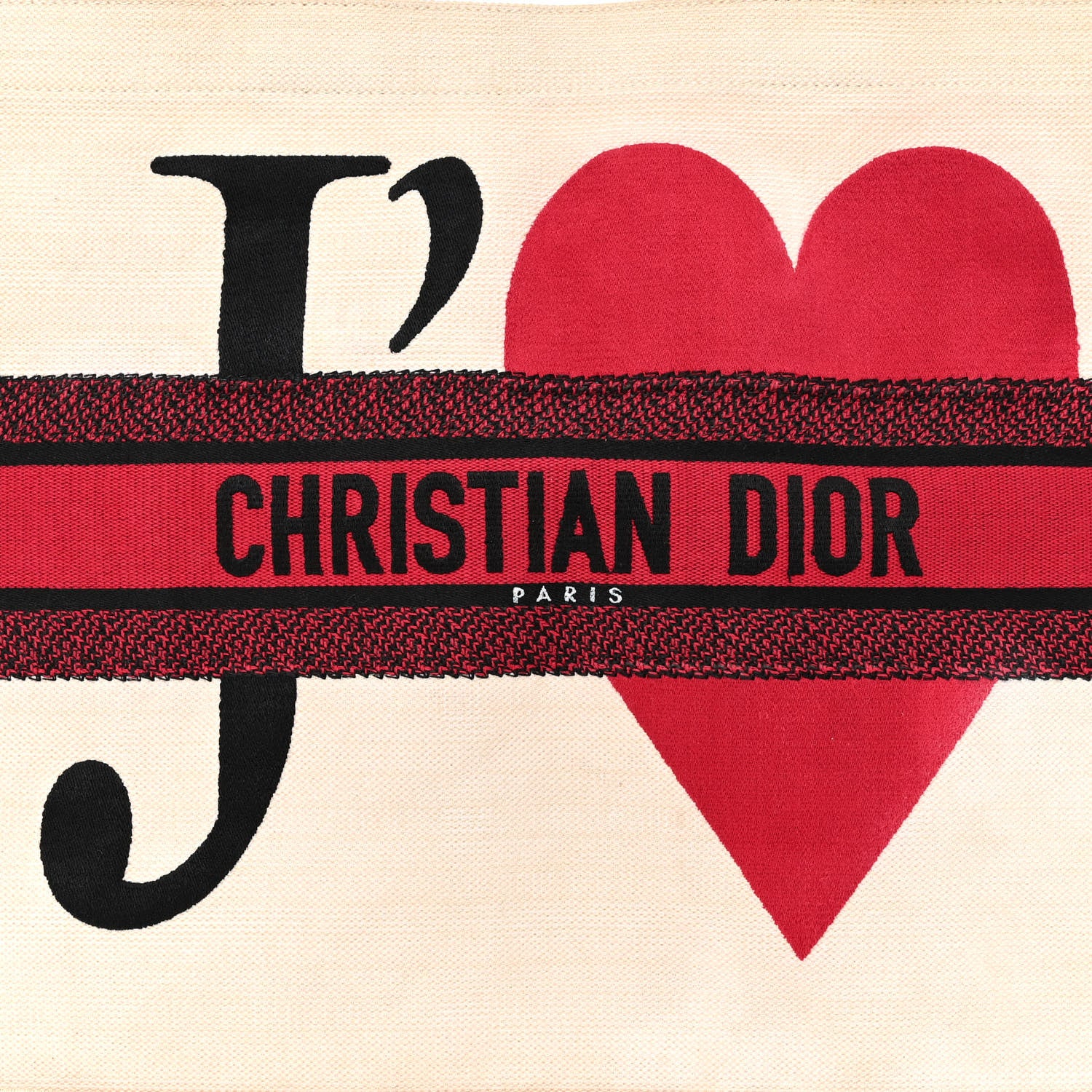 Christian Dior Canvas DiorAmour Chinese Valentines Je T’aime Large Book Tote White Red 9 of 12