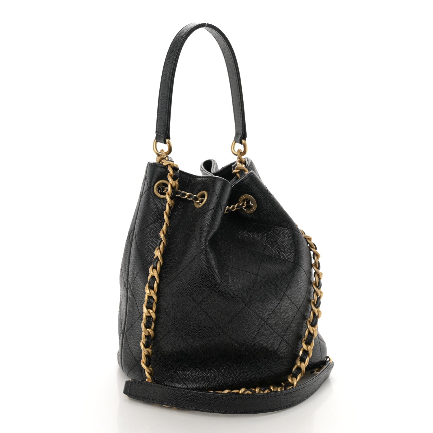 Chanel Caviar Quilted Fashion Therapy Bucket Drawstring Bag Black 3 of 11