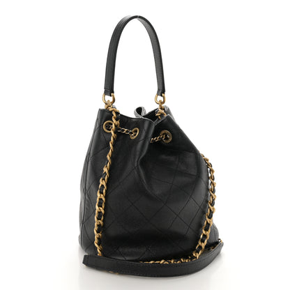 Chanel Caviar Quilted Fashion Therapy Bucket Drawstring Bag Black 3 of 11