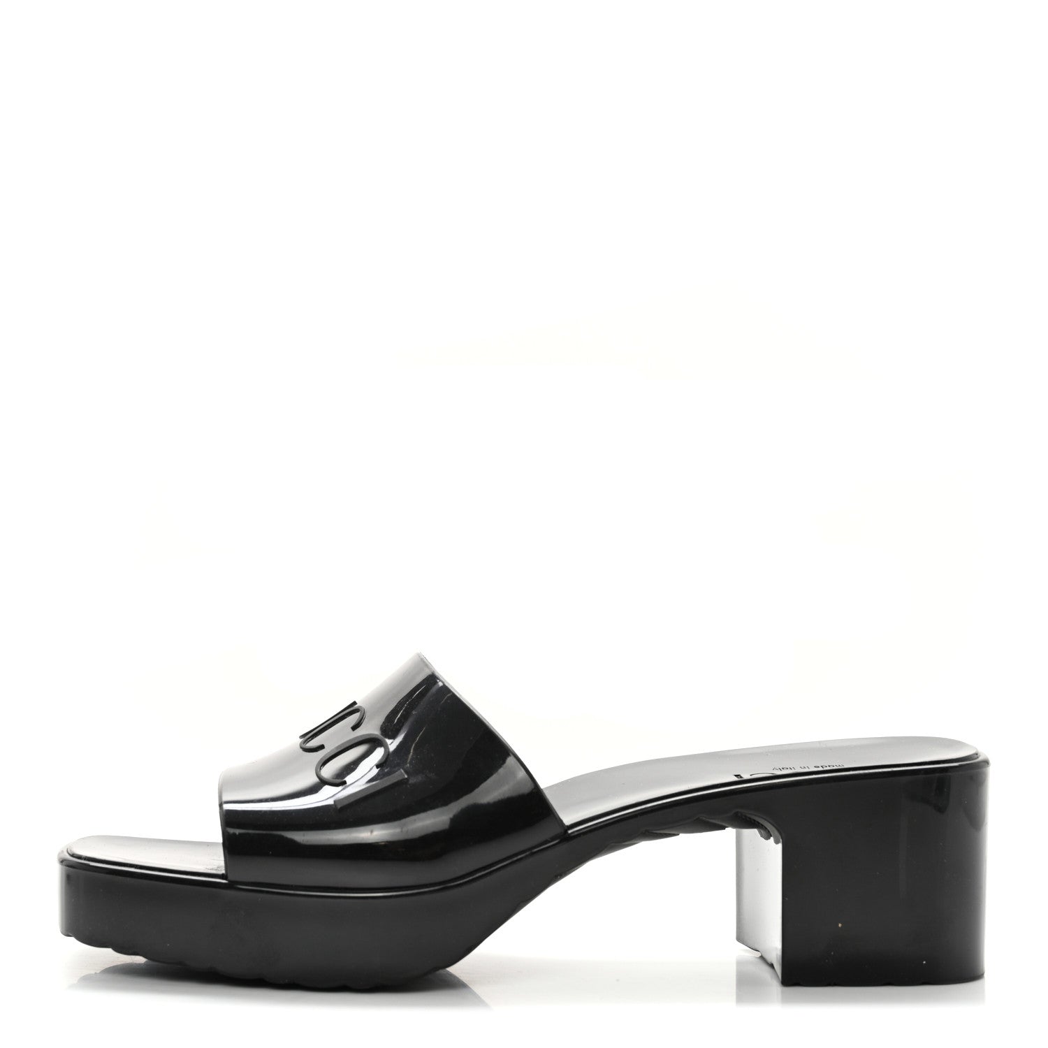 Gucci Rubber Gucci Logo Womens Platform 20/60mm Slide Sandals 38 Black 1 of 11