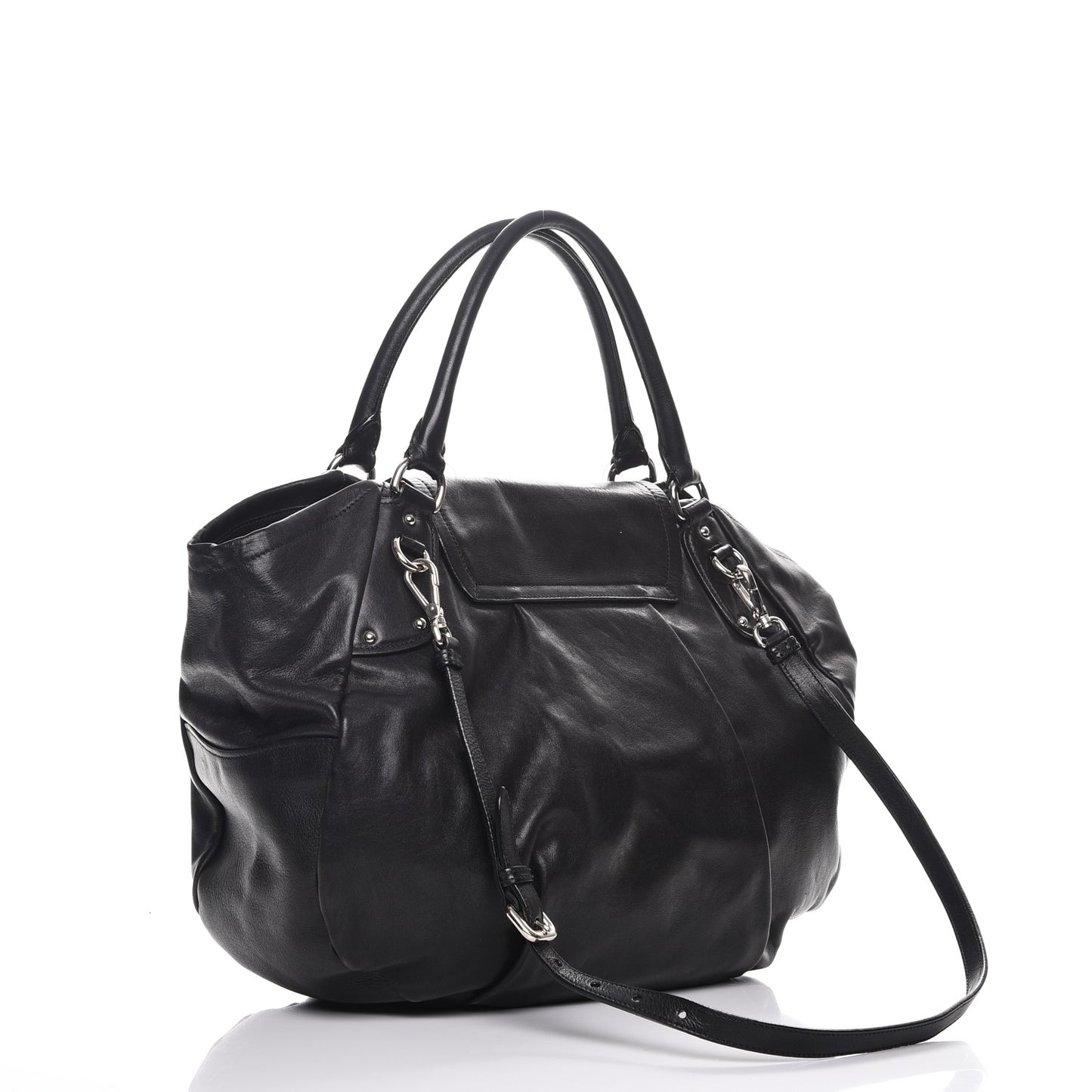 Soft Calf Flap Shoulder Bag Nero Black