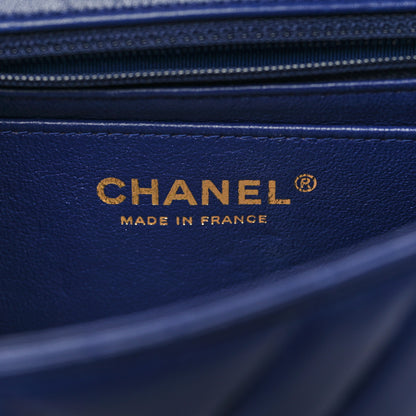 Chanel Lambskin Chevron Quilted Mini Rectangular Flap Blue 6 of 11