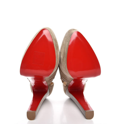 Christian Louboutin Suede Calfskin Bye Bye 160 Cutout Ankle Booties 40 Beige 5 of 8