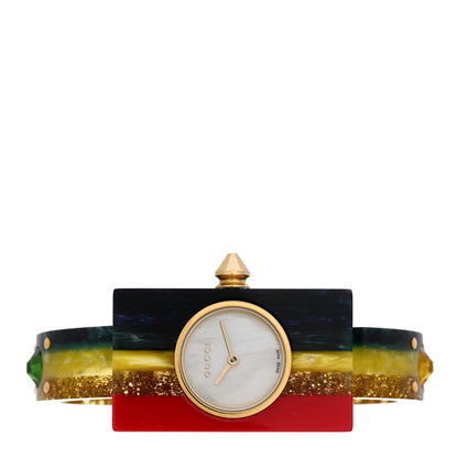 Gucci Stainless Steel Plexiglass Mother of Pearl 24mm Rainbow Quartz Watch 2 of 4
