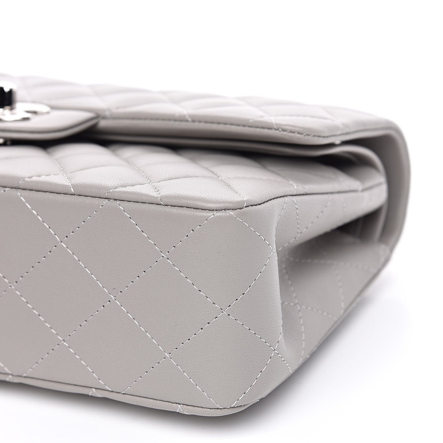 Lambskin Quilted Small Double Flap Grey