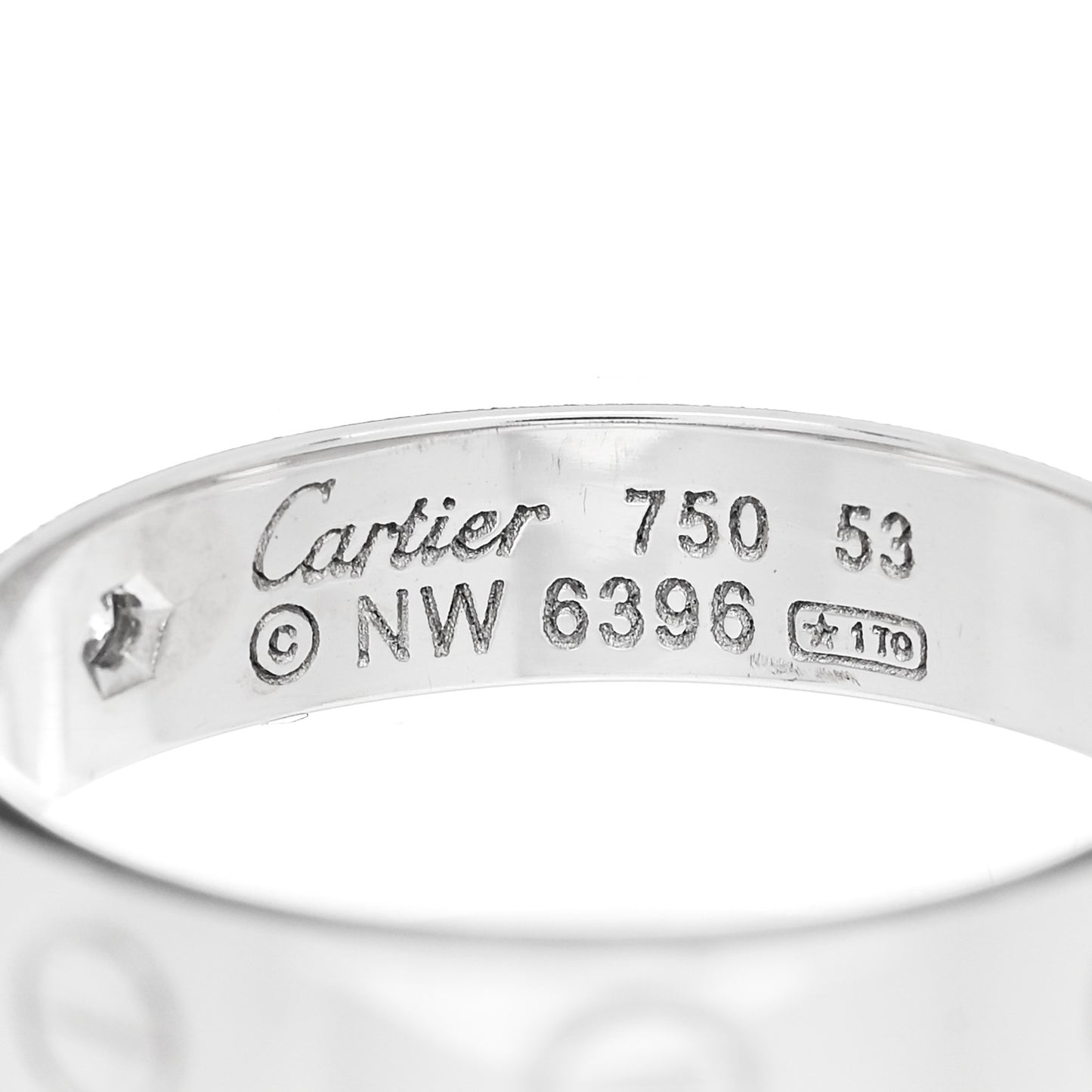 18K White Gold Diamond 4mm LOVE Wedding Band Ring 53 6.5