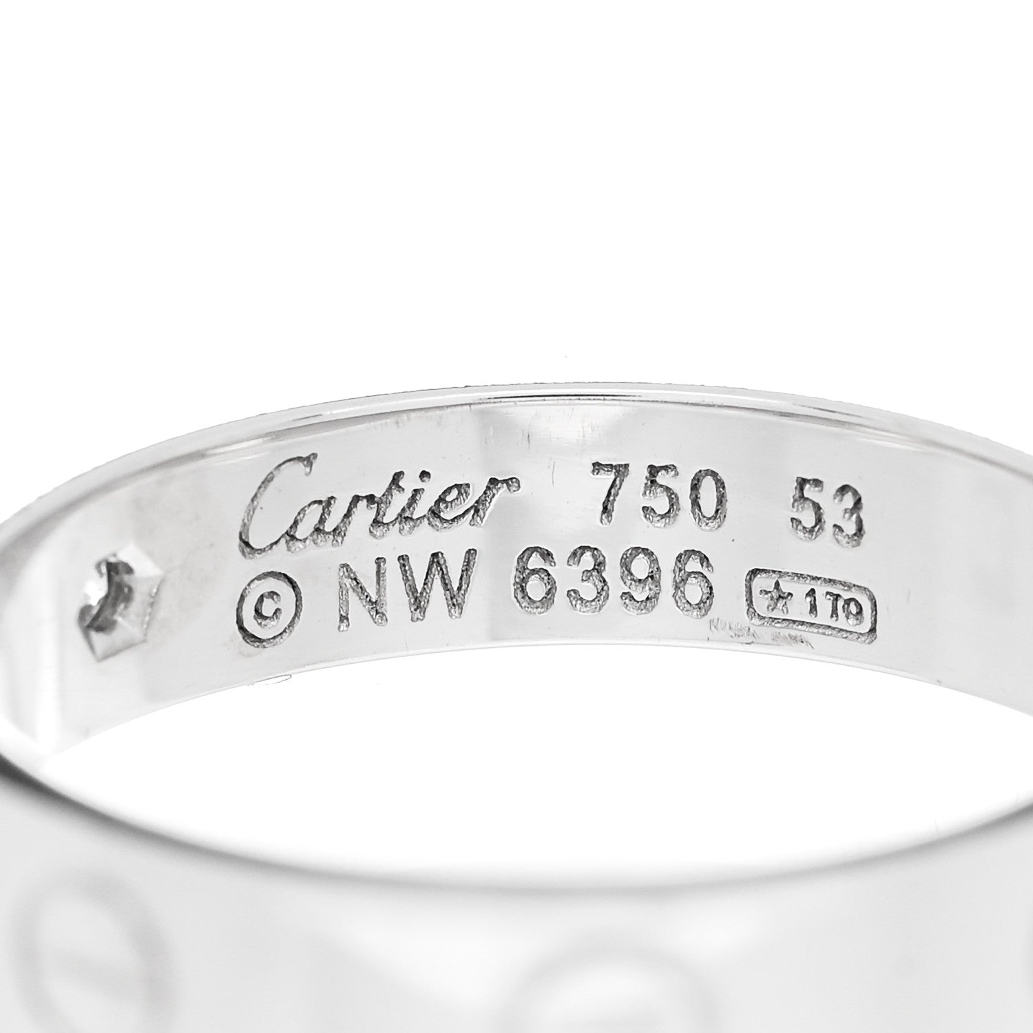 Cartier 18K White Gold Diamond 4mm LOVE Wedding Band Ring 53 6.5 4 of 5