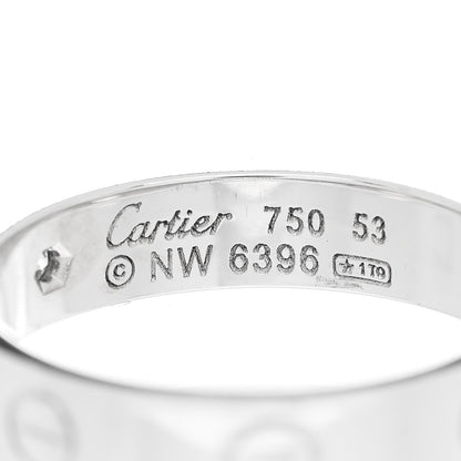 Cartier 18K White Gold Diamond 4mm LOVE Wedding Band Ring 53 6.5 4 of 5