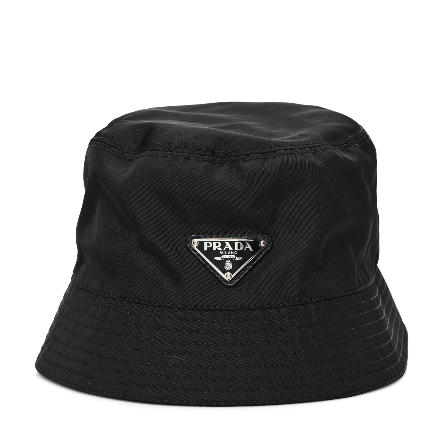 Re-Nylon Metal Triangle Logo Womens Bucket Hat M Black