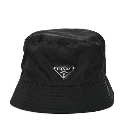 Prada Re-Nylon Metal Triangle Logo Womens Bucket Hat M Black 3 of 8