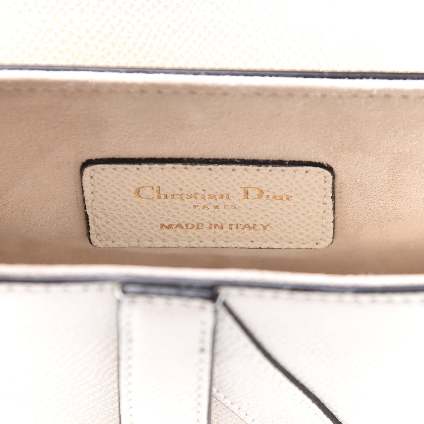 Grained Calfskin Mini Saddle Bag White