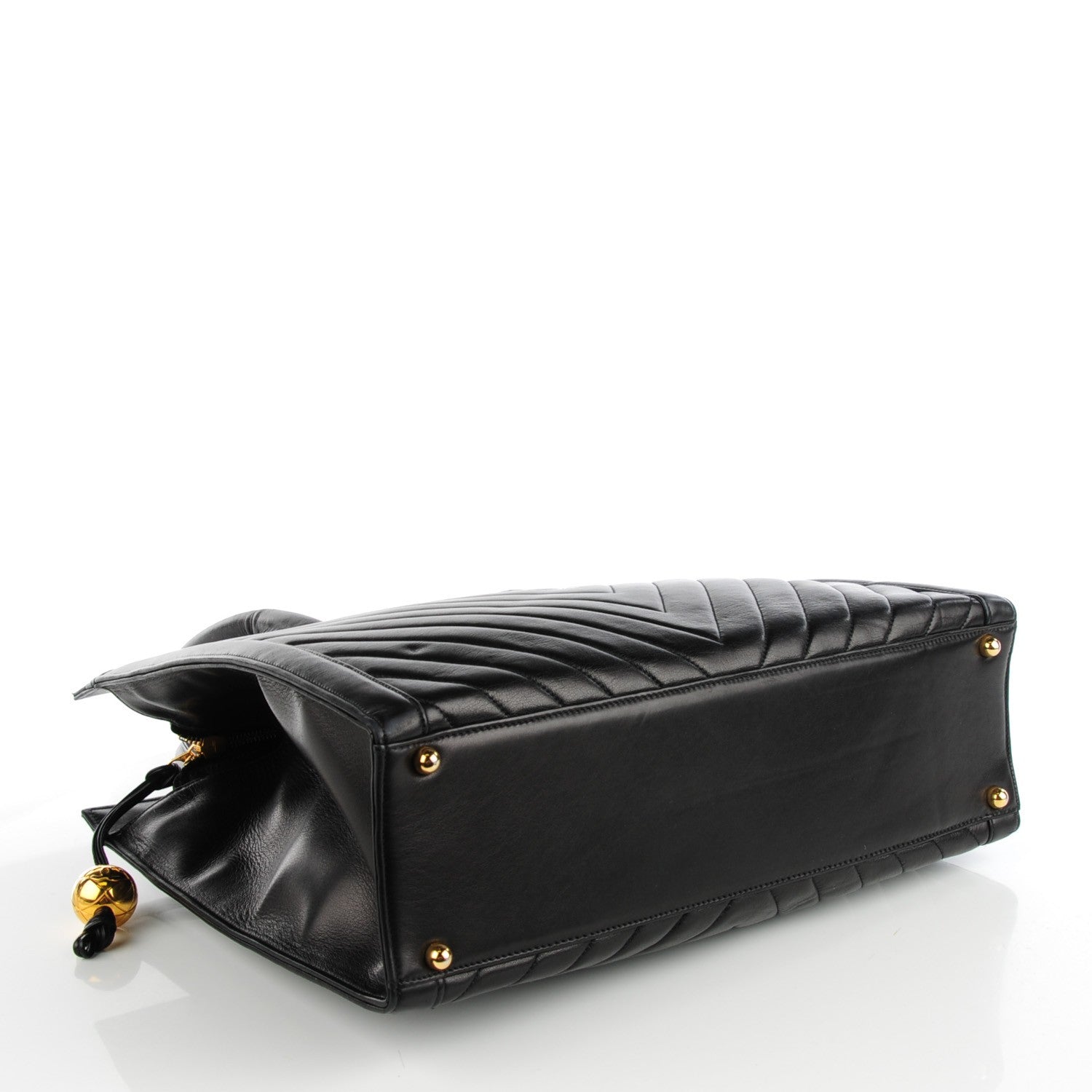 Chanel Lambskin Chevron Top Handle Bag Black 4 of 7
