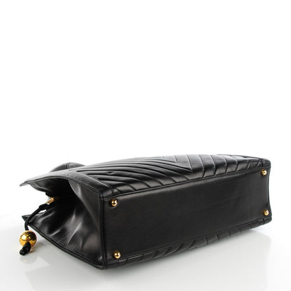 Chanel Lambskin Chevron Top Handle Bag Black 4 of 7