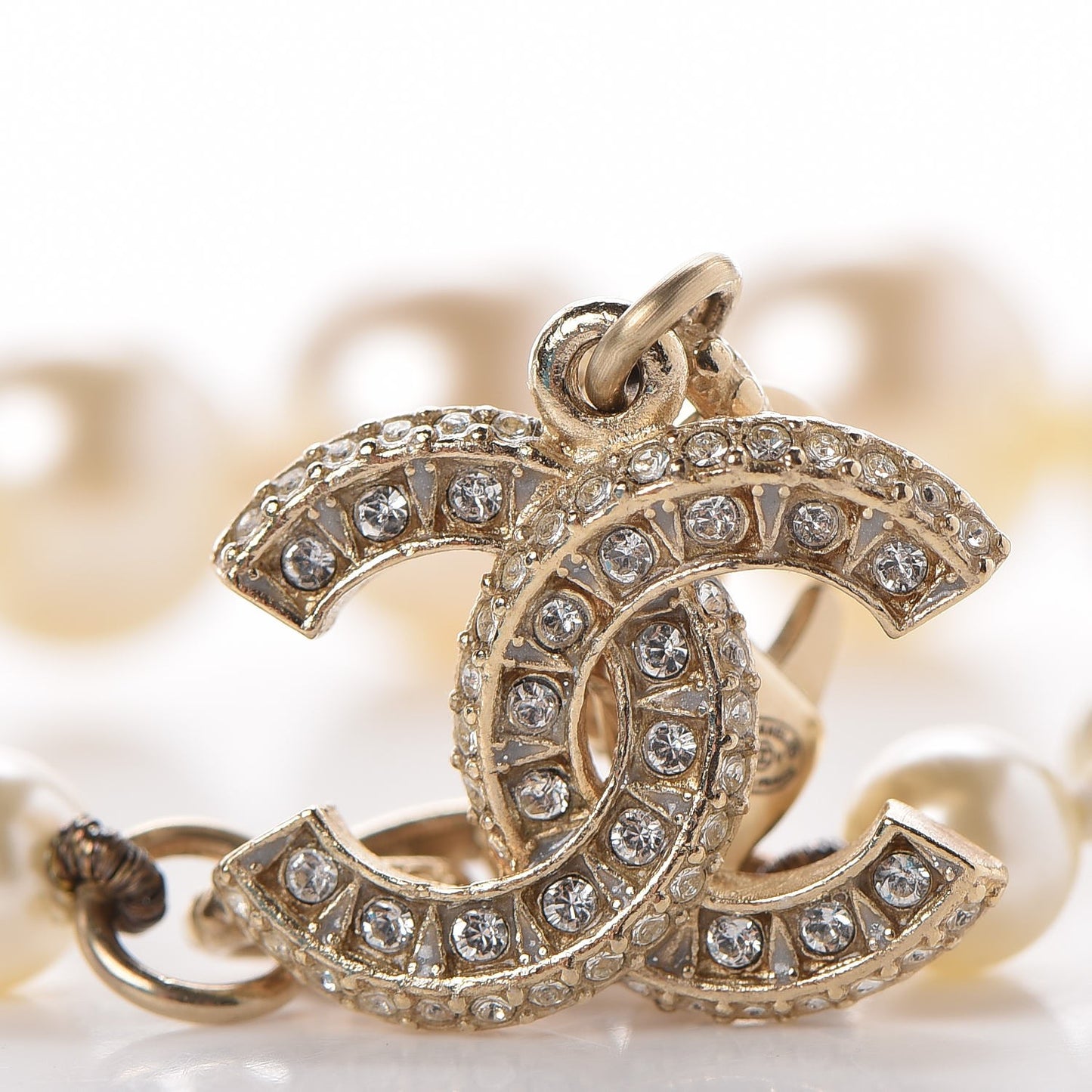 Pearl Crystal CC Bracelet Gold