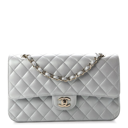 Chanel Iridescent Lambskin Quilted Medium Double Flap Light Blue 1 of 11
