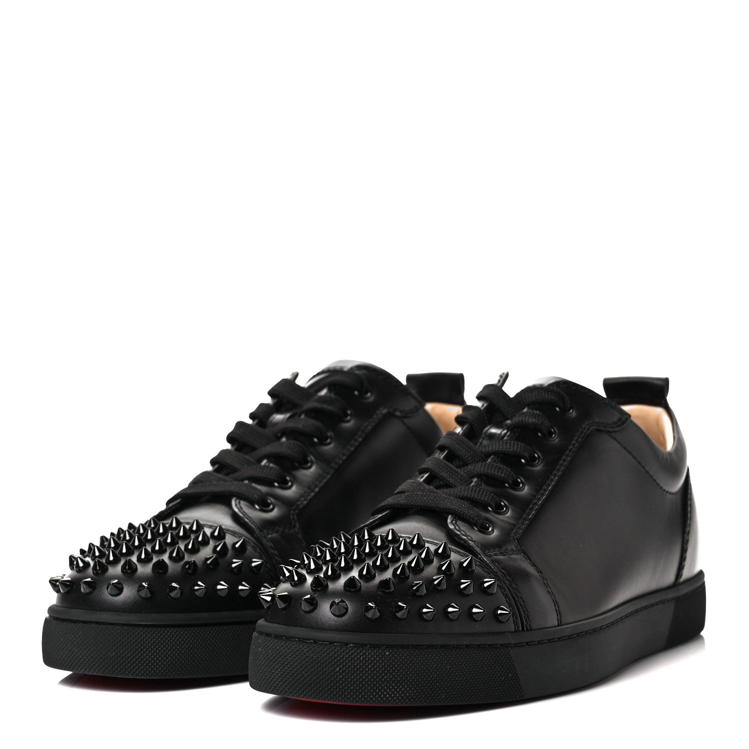 Christian Louboutin Calfskin Mens Louis Junior Spikes Flat Sneakers 44 Black 3 of 9