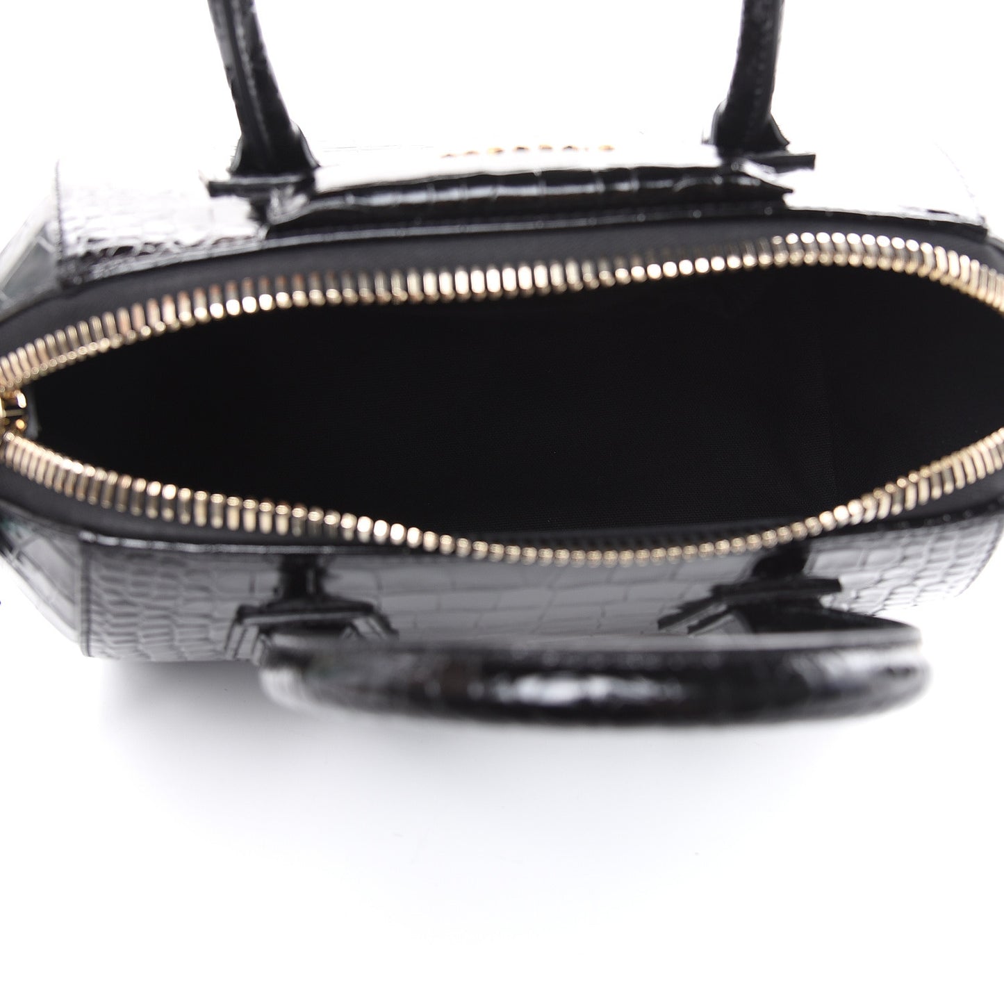 Calfskin Crocodile Embossed Small Antigona Black