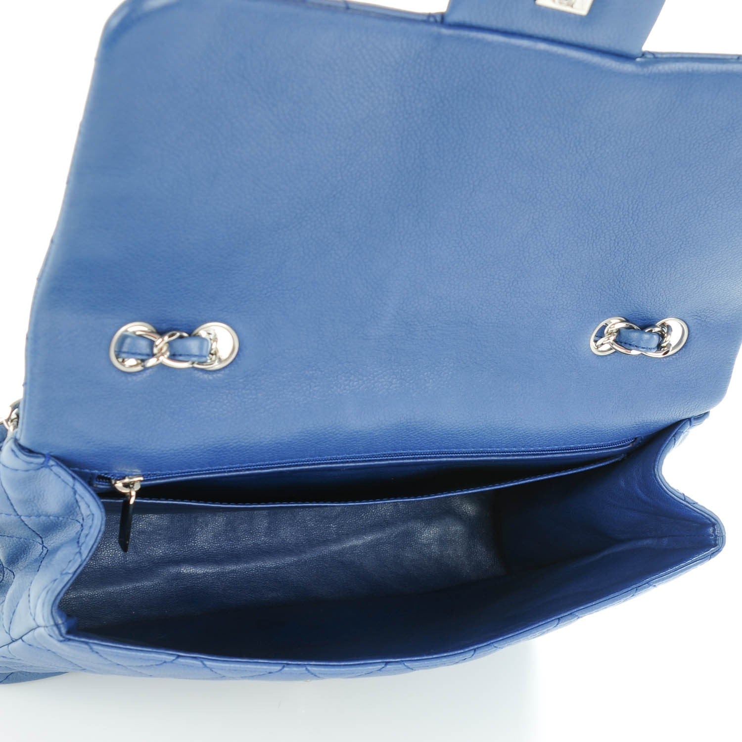 Chanel Washed Caviar Quilted Jumbo Single Flap Blue 5 of 8